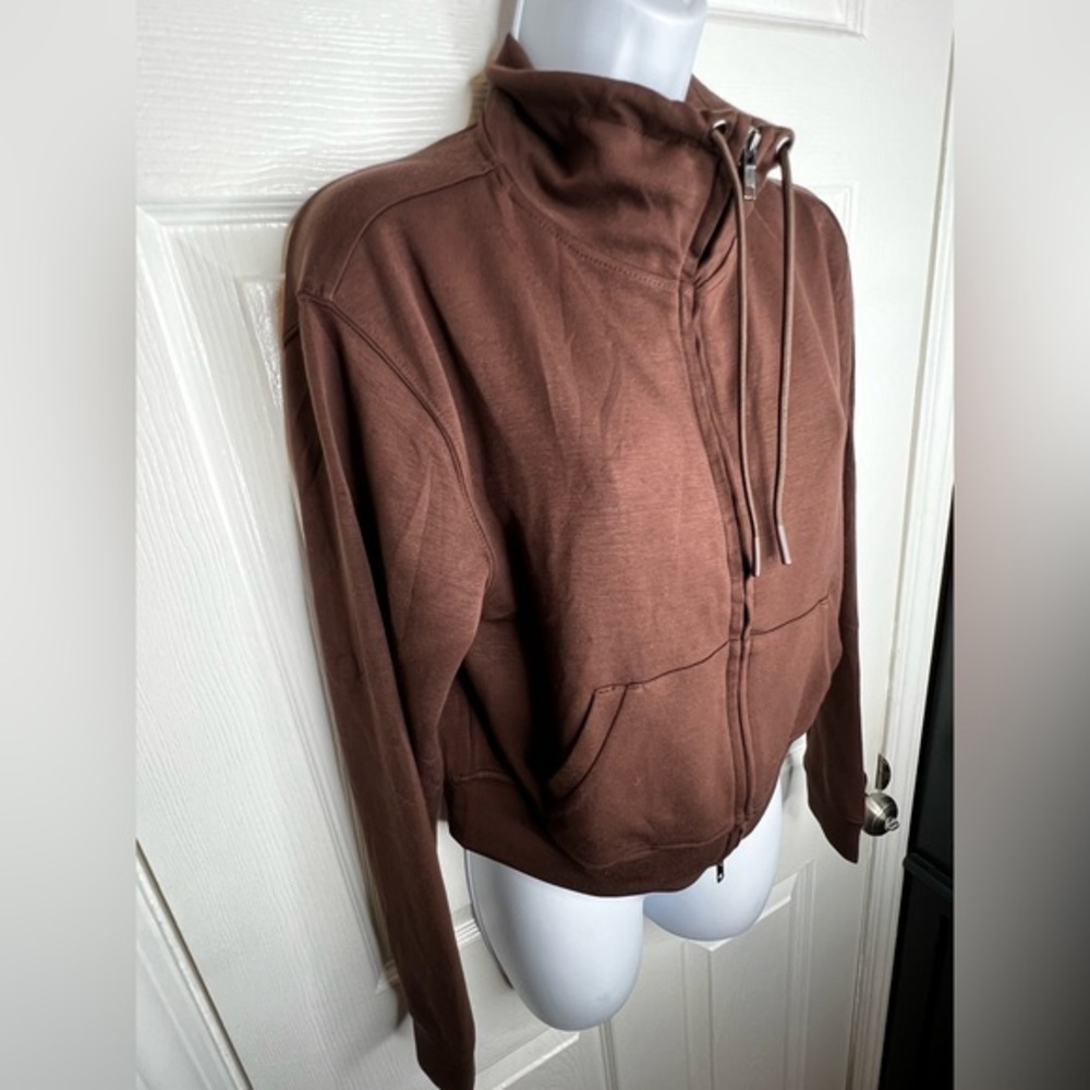 Scoop Women’s Small Ultimate Scuba Knit Funnel Zip Sweatshirt Chicory Coffee S